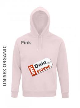 Preview: Damen-Organic Hoodie, dein Label mit Ihr Druckmotiv in Pink