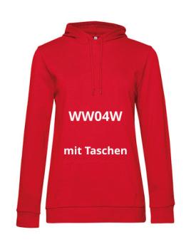 Damen-Hoodie in Rot mit Taschen von B&C mit Logo & Druck