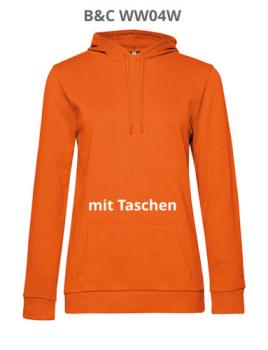 #Hoodie Damen in Orange von B&C mit Ihr Druckmotiv