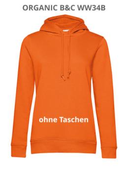 #Hoodie Damen Organic in Orange von B&C mit Ihr Druckmotiv