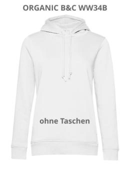 Damen-Hoodie in Weiß ohne Taschen von B&C mit Logo & Druck