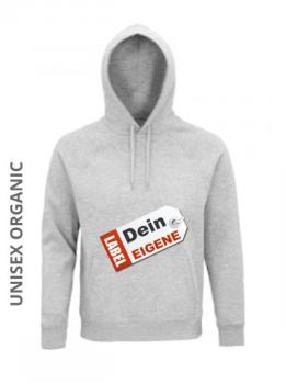 Damen-Organic Hoodie, dein Label mit Ihr Druckmotiv in Grau