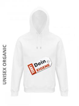 Damen-Organic Hoodie, dein Label mit Ihr Druckmotiv in Weiß